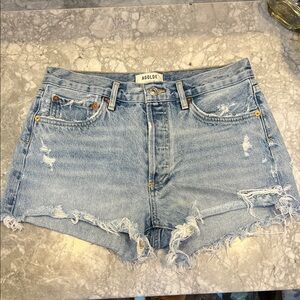 Agolde Women's Frayed Jean Shorts - Light Blue